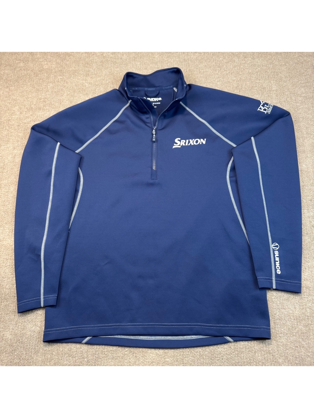 Srixon Golf Sunice Jacket Quarter Zip Pullover Golf Size Large Blue Course Logo